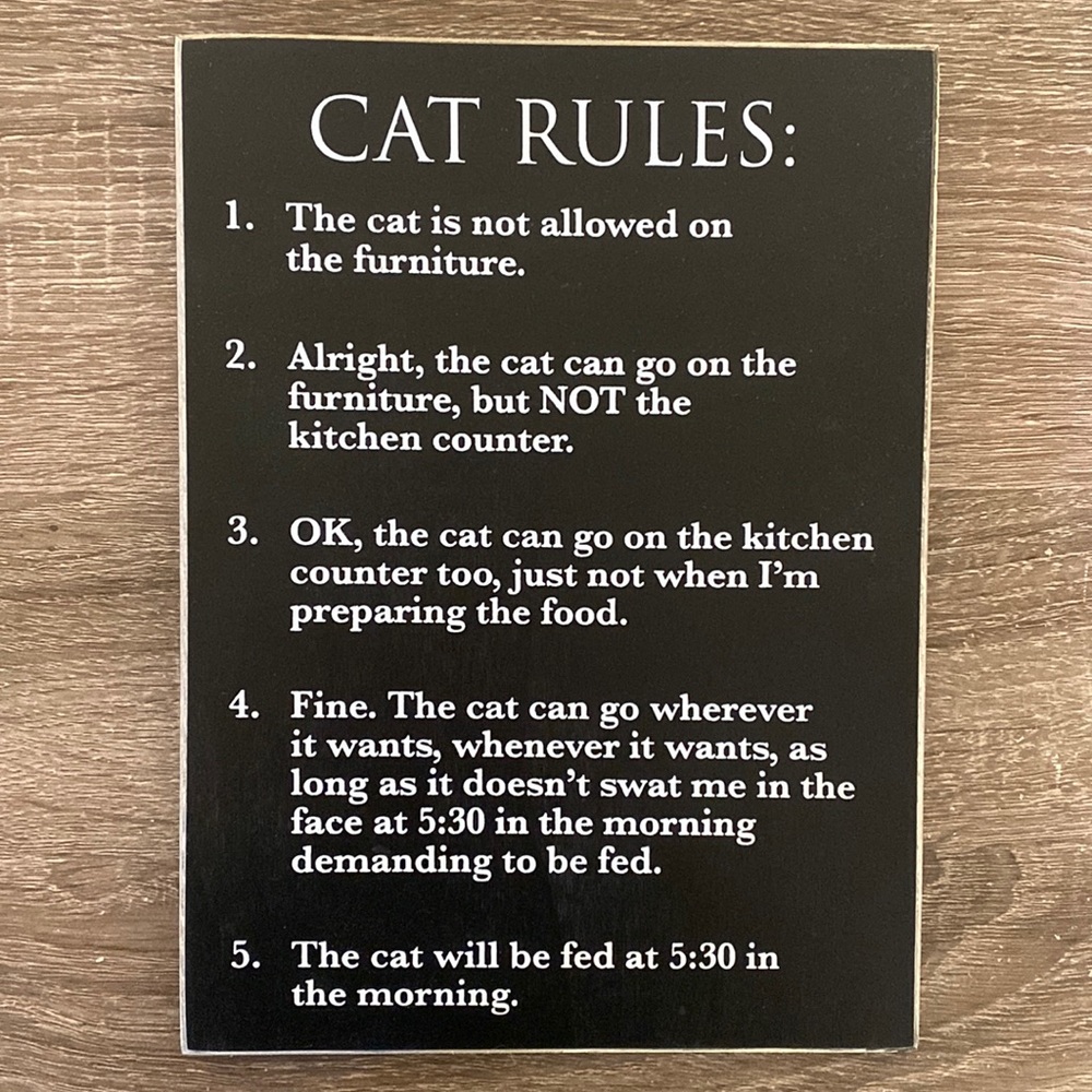 Cat Rules decor sign